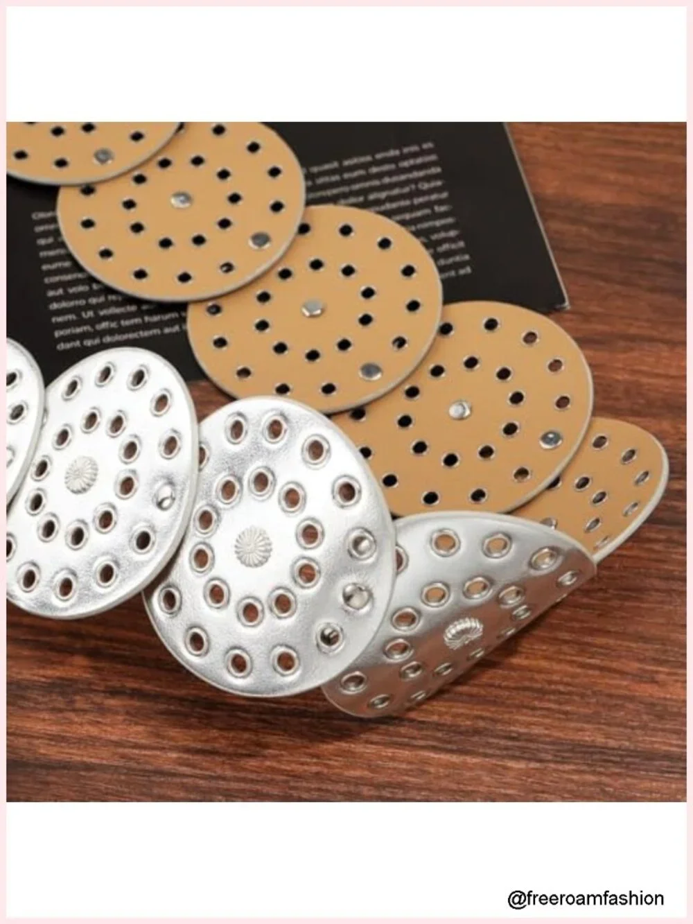 Vintage Hollow Boho PU Leather Wide Disc Belt with Metal Buckle